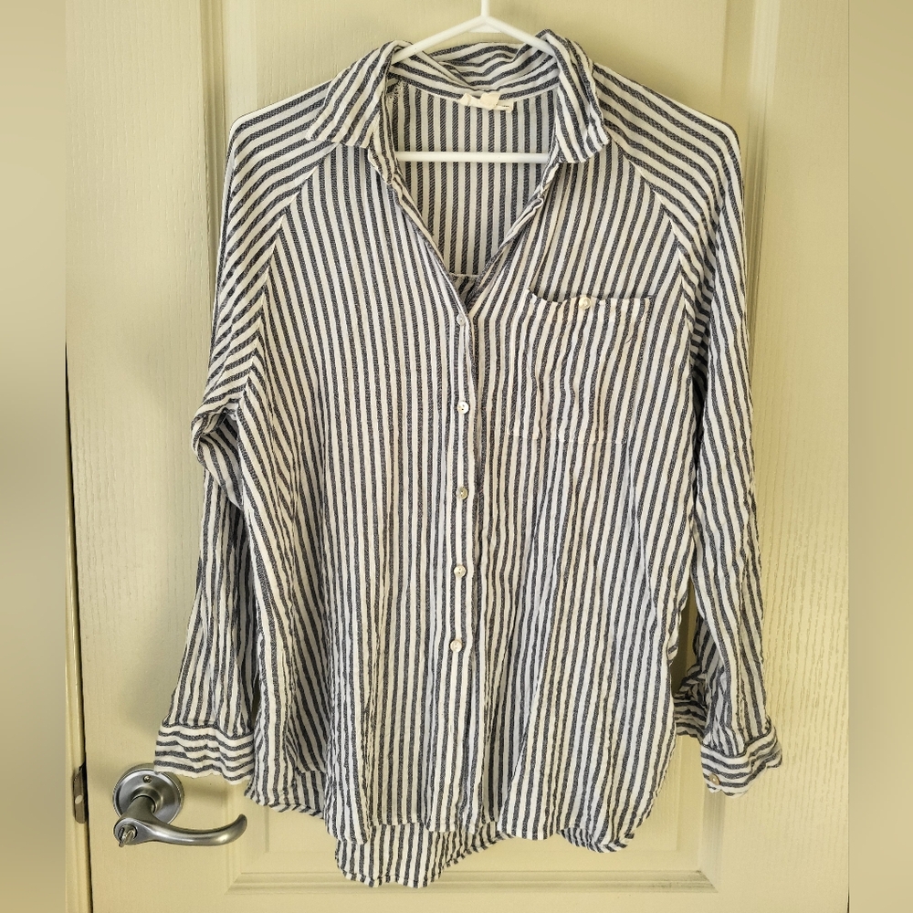 Stripe Button Blouse Small